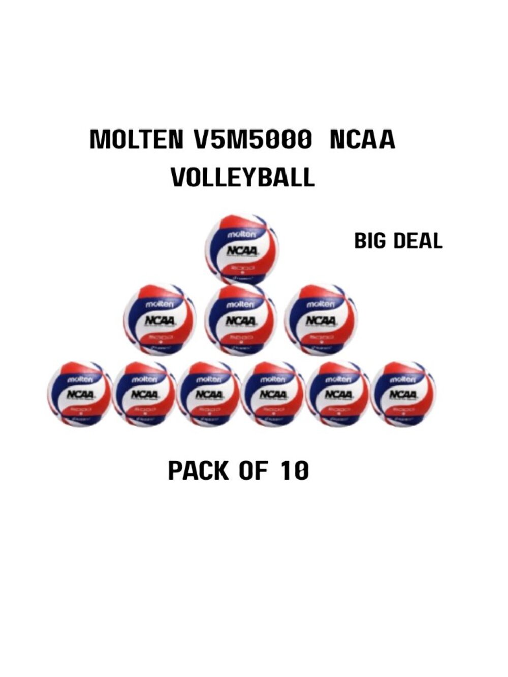 Molten NCAA V5M5000-3N Volleyball – Red/White/Blue Training Balls Pack of 10
